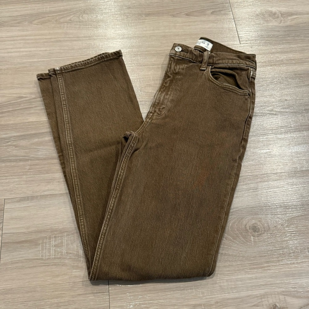 Abercrombie & Fitch Brown 90s straight ultra high rise